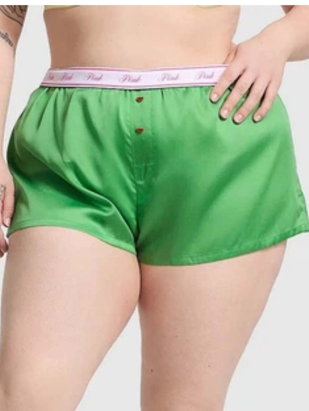 Victoria's secret pink tencel Silky boxy pajama sleep shorts GREEN XLARGE